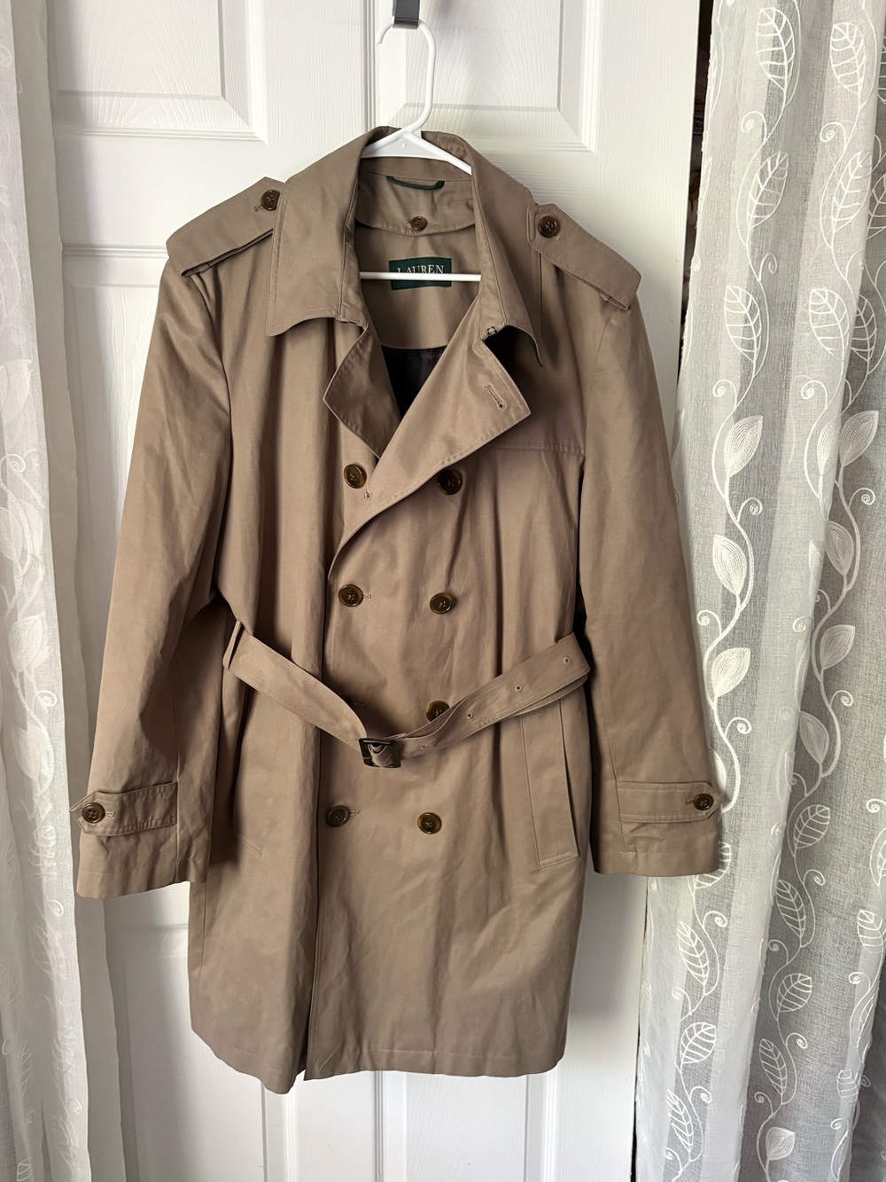Lauren Ralph Lauren Trench Coat Mens 40 Belted Detachable Warm Liner Repellent